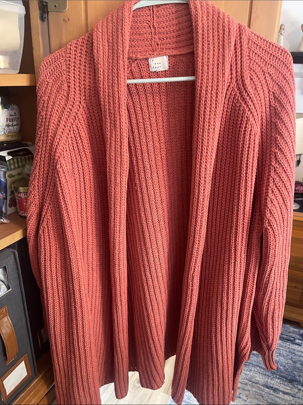 a new day Orange Open-Front Knit Cardigan